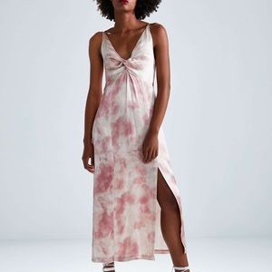 ZARA Slip Dress twist front tie dye silky gown